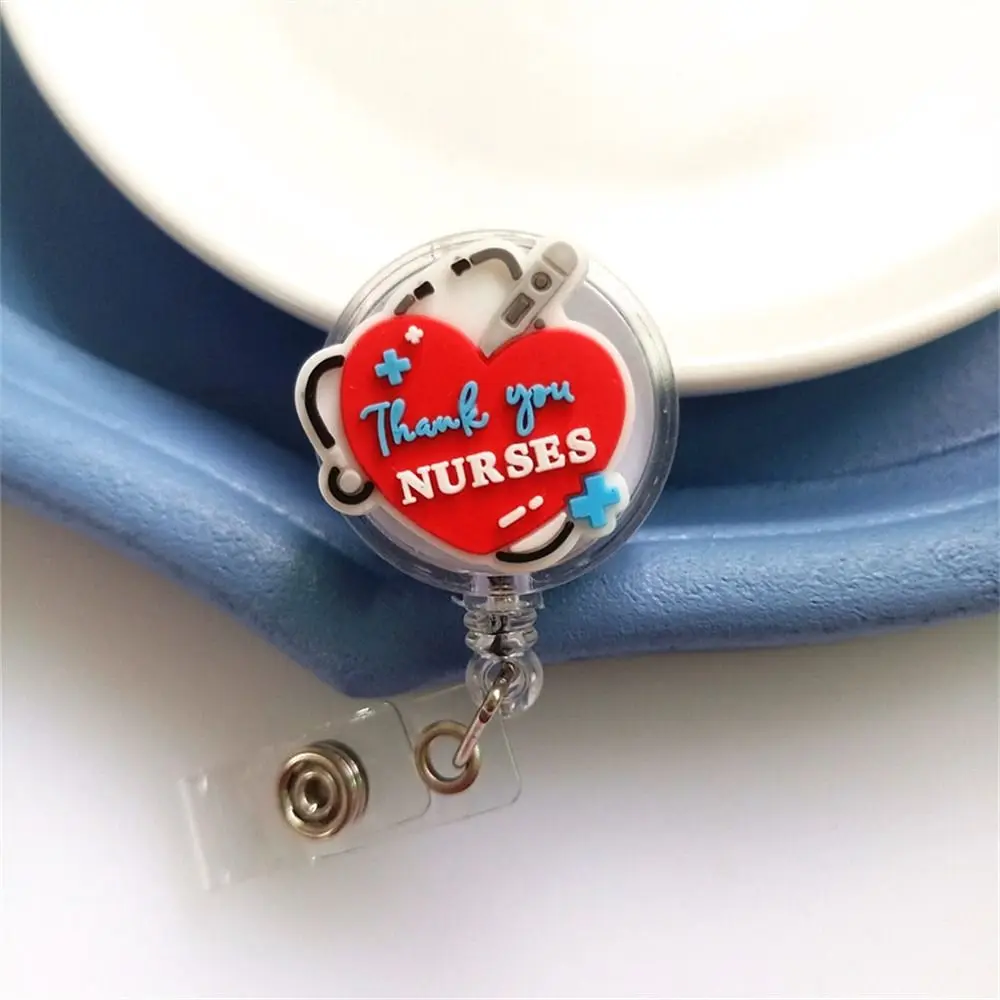 

ID Card Holder Nurse Badge Reel Chest Card Name Tag Retractable Badge Holder Work Card PVC Easy Pull Buckle