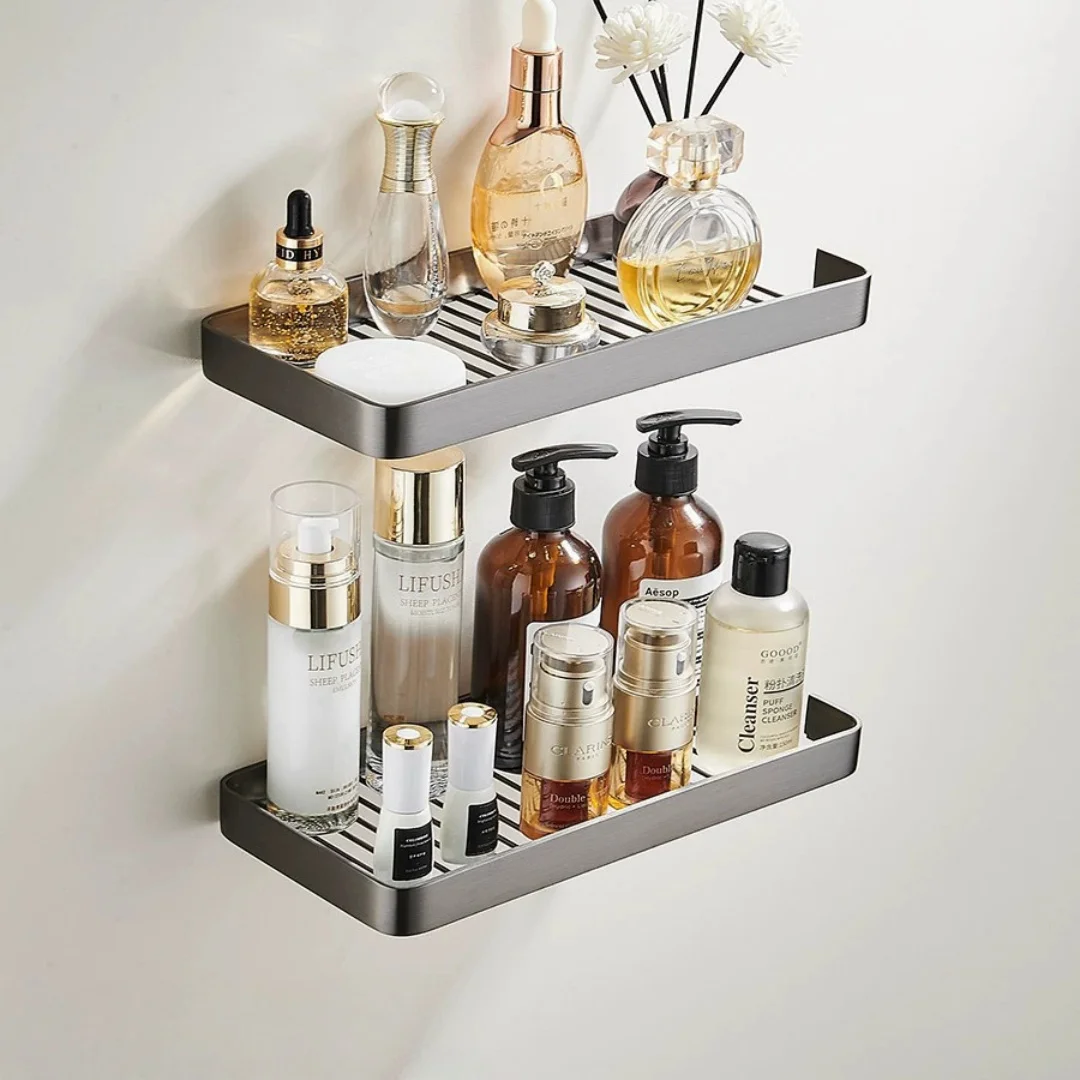 

Corner Shelf Brass Bathroom Shower Rack Grey Bath Shower Shelf Bath Shower Caddy Rack Holder Wall Mounted Bathroom shelf