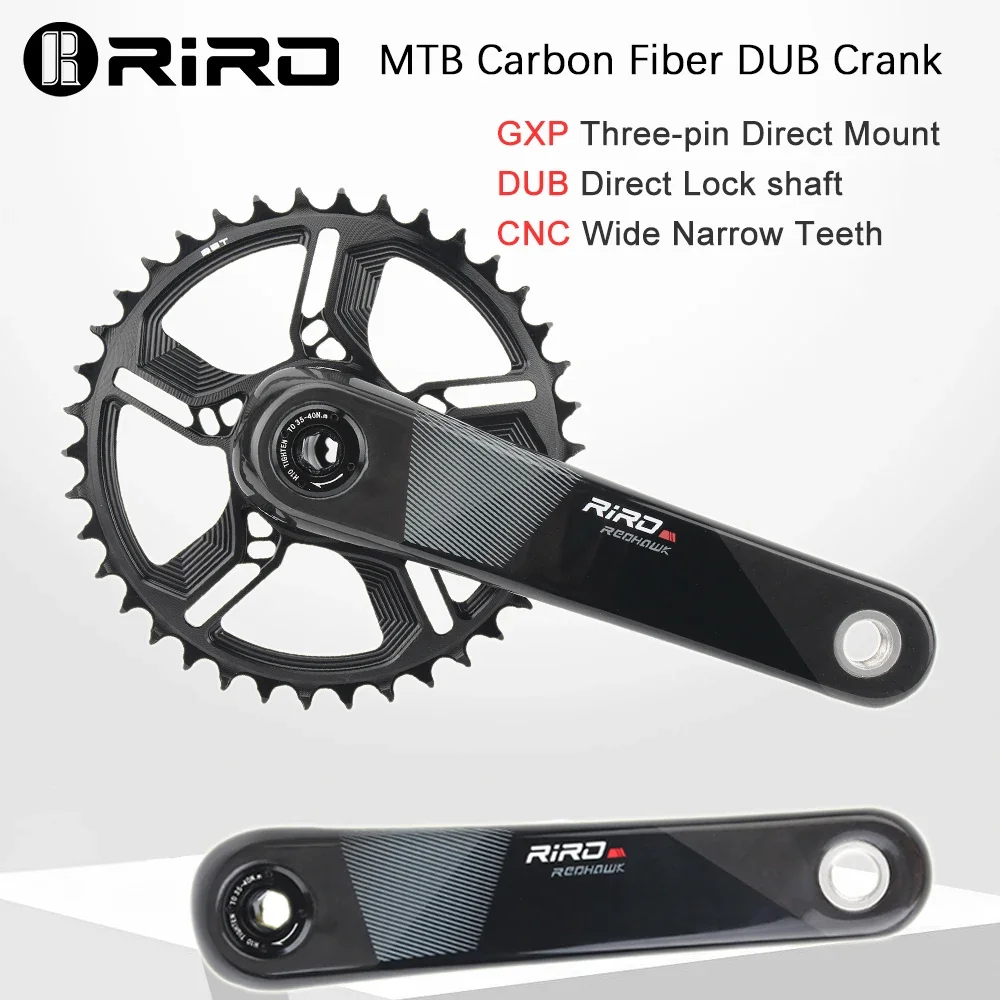 

RIRO MTB Carbon Fiber DUB Crank 11/12 Speed GXP Direct Mount Bicycle Carbon Crankset 170mm Bike Chainring 32/34/36/38T for XX1