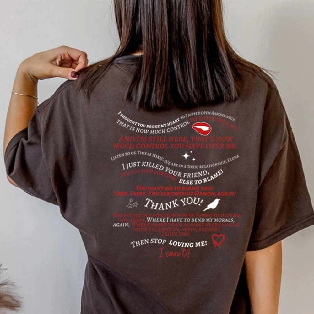 Trendy Vampire Diaries T Shirt Retro TV Show Tshirt Aesthetic Clothes TVD Mystic Falls Shirts Vampire Fan Gift Unisex Casual Top