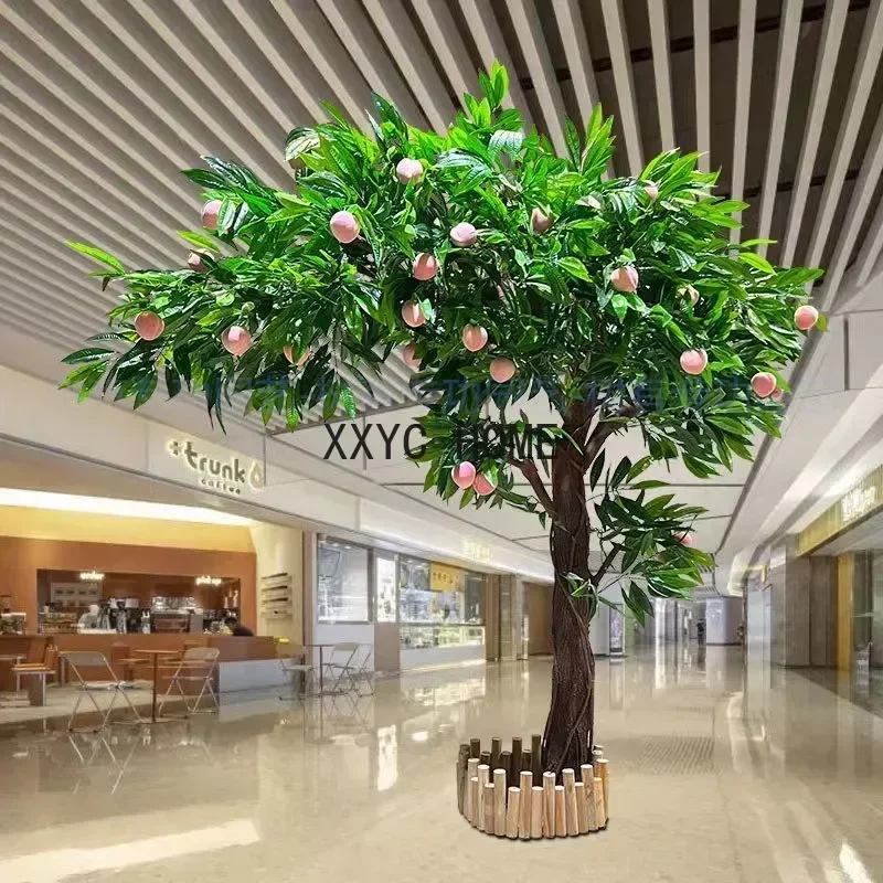 Artificial Peach Tree Fake Fruit Tree Decoration Customized Natural Solid Wood Large Interior Decoration