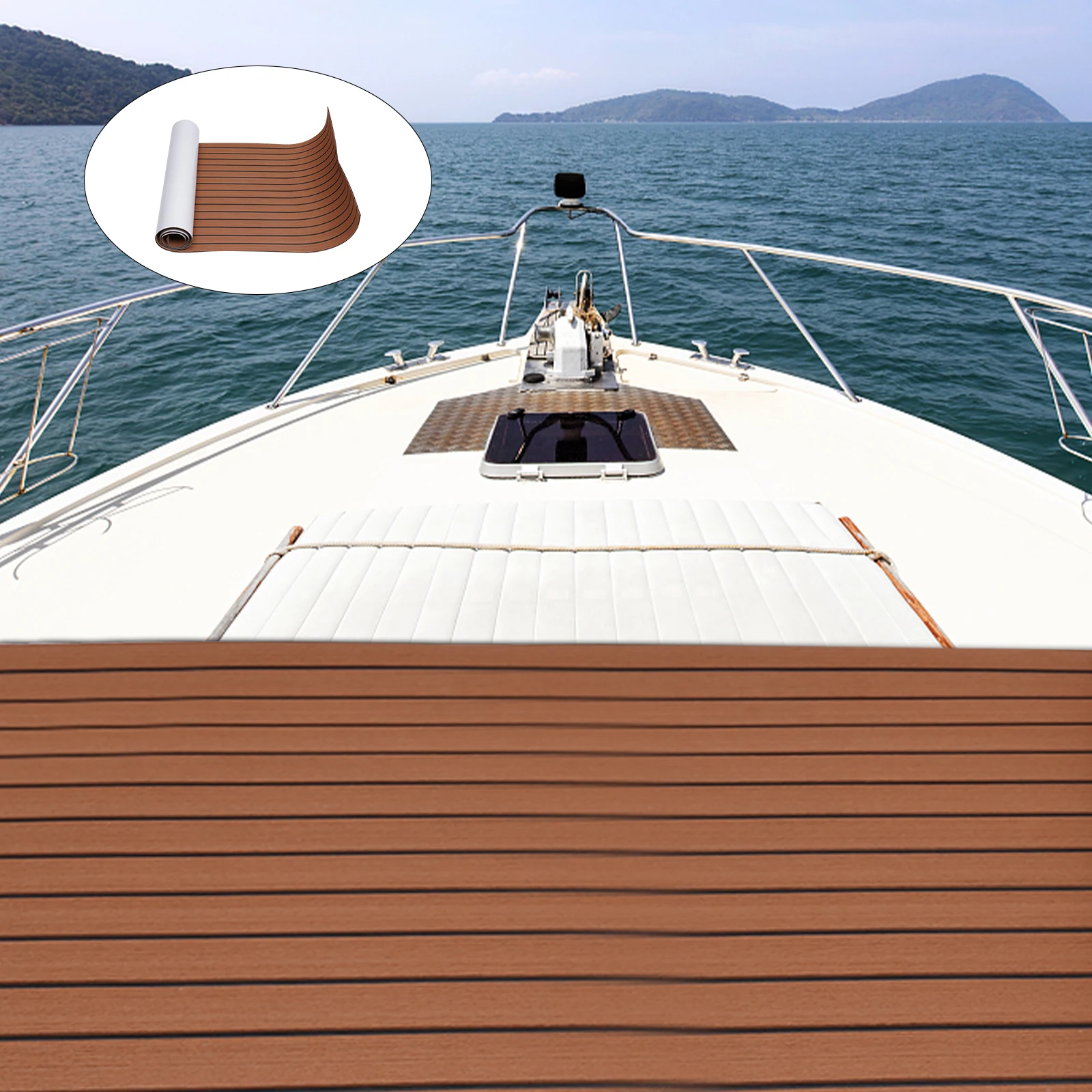 Boat Flooring EVA Foam Boat Decking Faux Teak Marine Mat Boat Carpet Self-Adhesive Waterproof Cuttable MatMarine Flooring Sheet