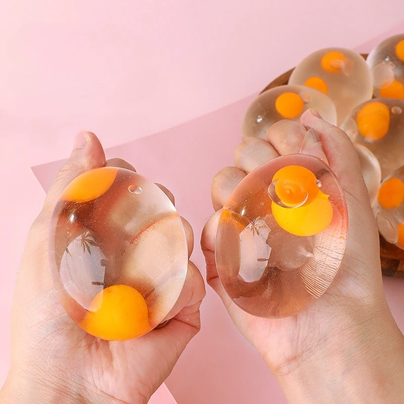 1PC Color Random Release Double Yellow Egg Transparent Simulated Egg Stress Relieving Adult Stress Relieving Artifact Gift