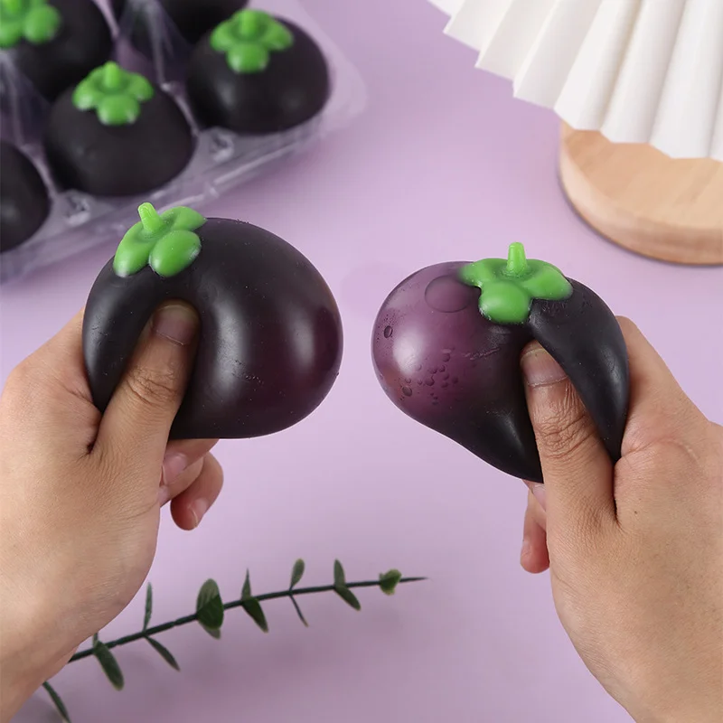 9pcs Water Ball Mangosteen Squishy Toy Slow Rebound Stress Relief Squeeze Toy Fidget Vent Prank Toy For Kids Adults