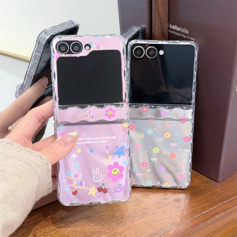 

Cute Sunflower Rabbit Phone Case for Samsung Galaxy Z Flip6 Flip5 4 3 Flip7 FE Flip7 6 Cases with Chain Korean Cute Cherry Cover