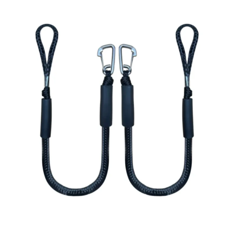 ISURE MARINE 4Ft Black Boat Rope Bungee Rope Pier Rope Boat Elastic Rope Kayak Mooring Rope Accessories