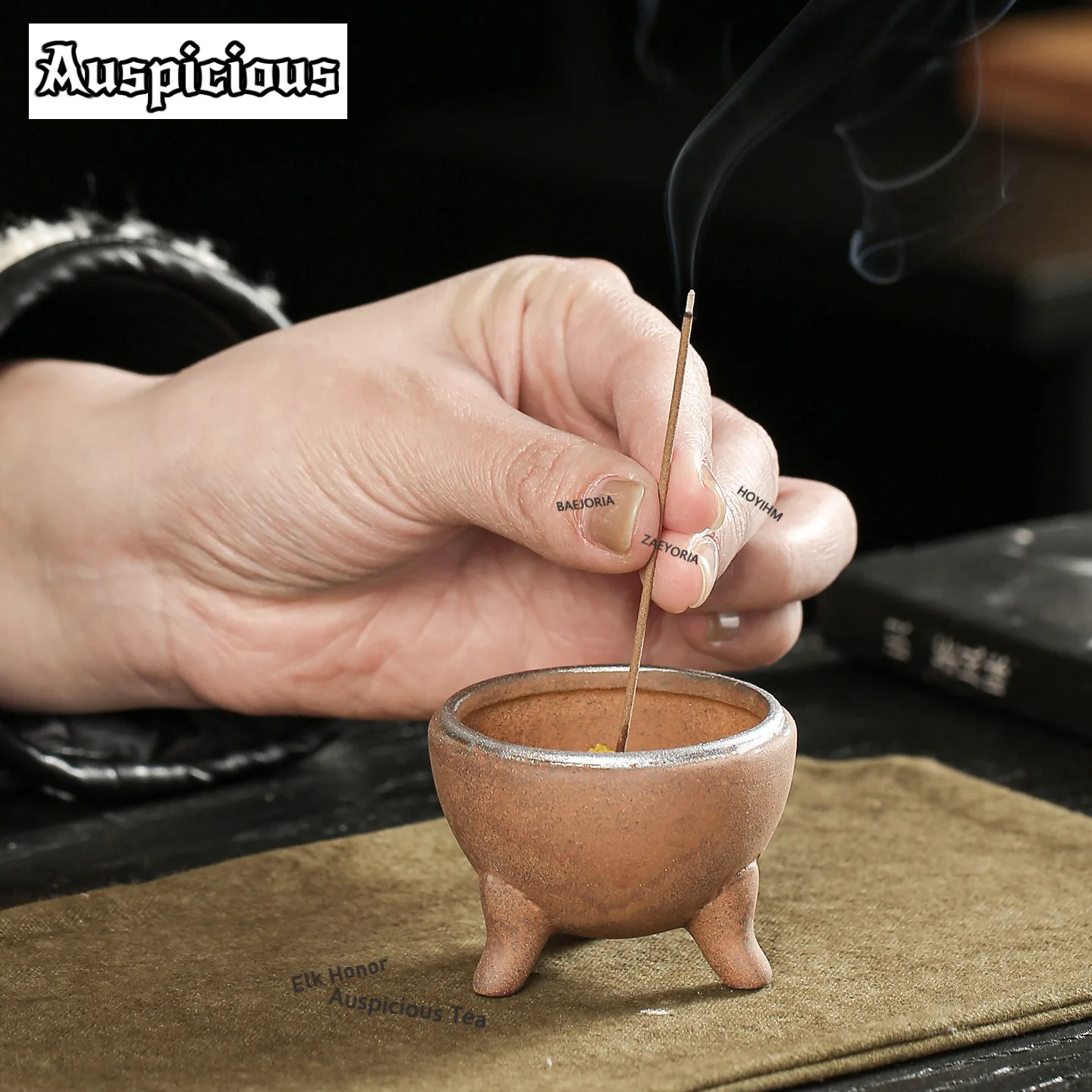 ZAEYORIA Vintage Crude Pottery Tripodia Incense Holder Mist Smoking Steamers Incense Burners Consecrate Censer Yoga Decoration