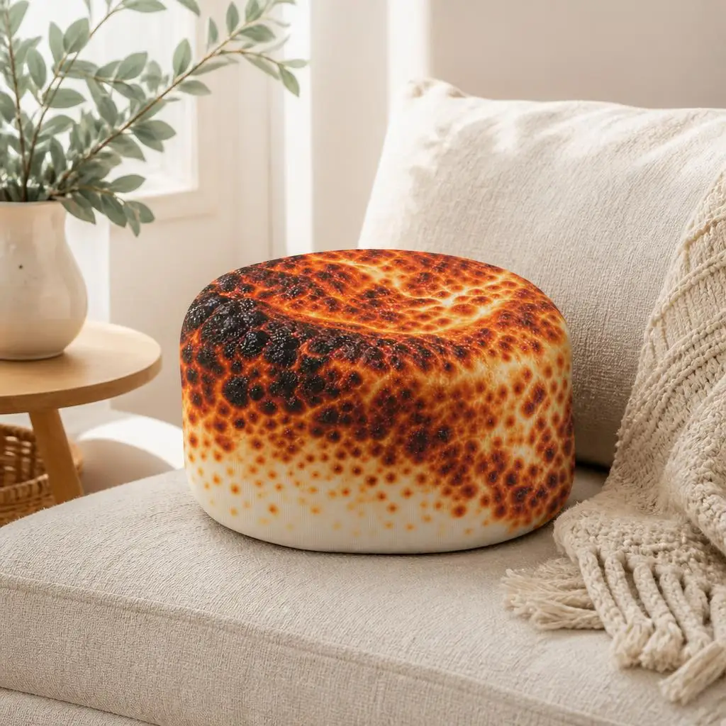Toasted Marshmallow Shaped Throw Pillow Foodie Decorative Cushion Stuffed Pillow for Sofa Home Decor Campfire Snack Gift