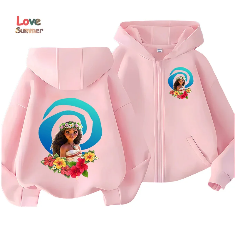 Moana 2 رقيقة كنزة صوف هوديس فتاة أنيمي فيلم شخصية البلوز الشتاء الأطفال ملابس سميكة هدية 4-14Yrs