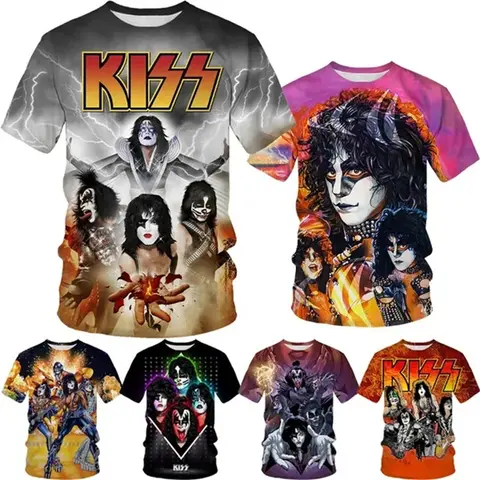 Maglietta KISS Band per uomo Hard Rock Heavy Metal Top Stampa 3D Indie Rock T-shirt vintage Cool Abbigliamento donna Hip Hop Streetwear