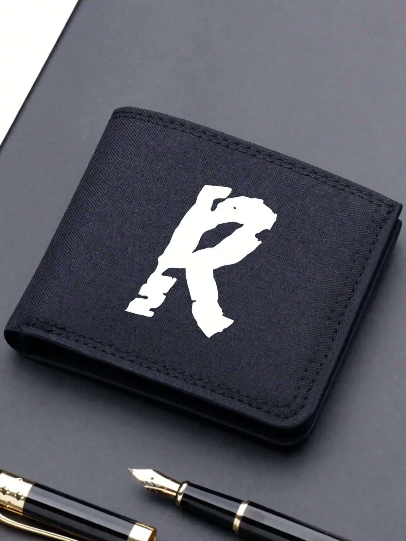 

Letter Canvas Double Fold Wallet With Wallet, Short Wallet, And Card Holder - A Durable, Casual, And Personalized Perfect Gift