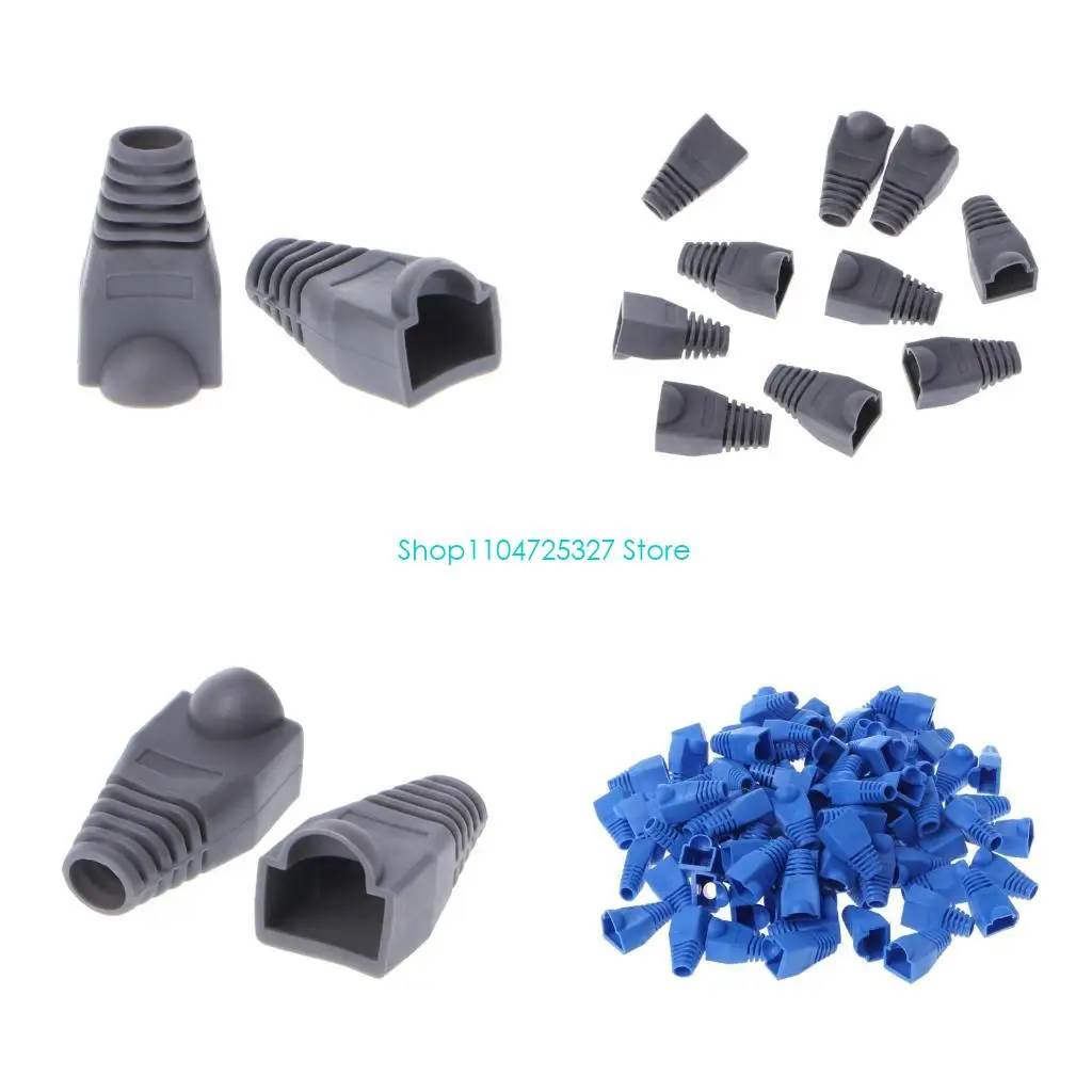 D8KF 100 Pcs CAT5E CAT6 RJ45 Cap Ethernet Cable Strain Relief Connector