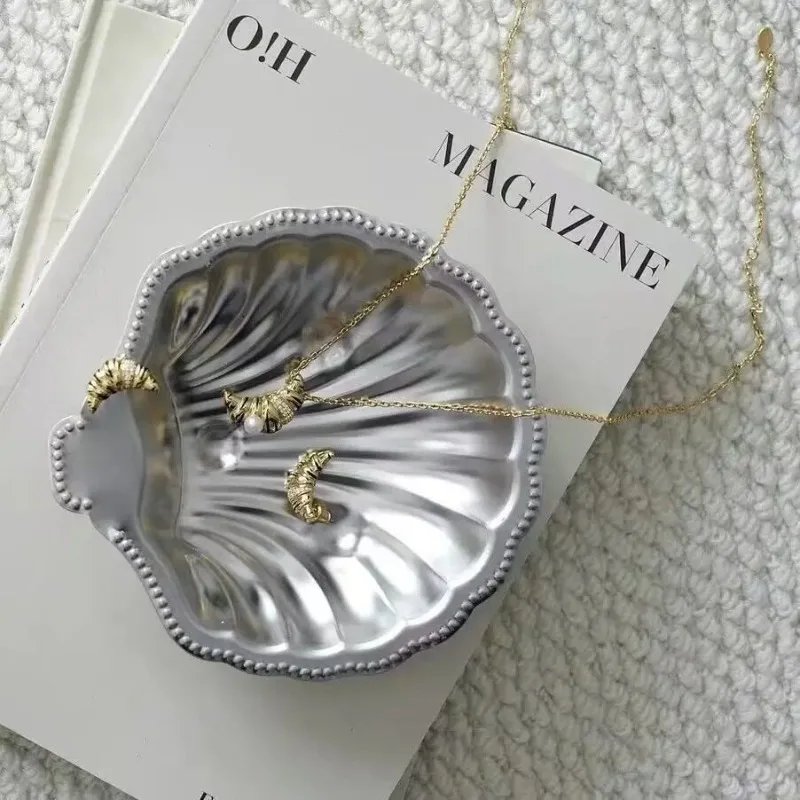 304 Stainless Steel Plate Shell Shaped Dish Metal Dessert Dish Plate Jewelry Storage Metal Tray Soap Box Table Decoration Crafts