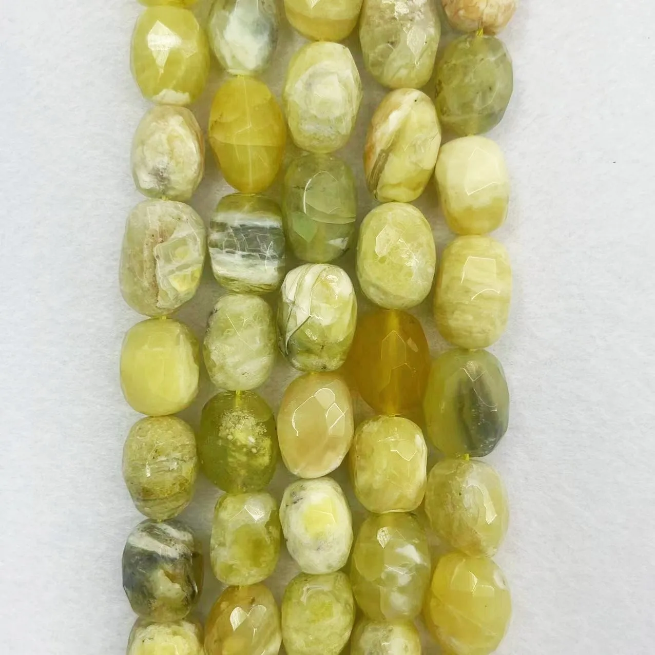 Natural Genuine Yellow Opal Stone Oval Faceted Quartz Nugget Loose Beads For DIY Necklace Bracelet Jewelry Making