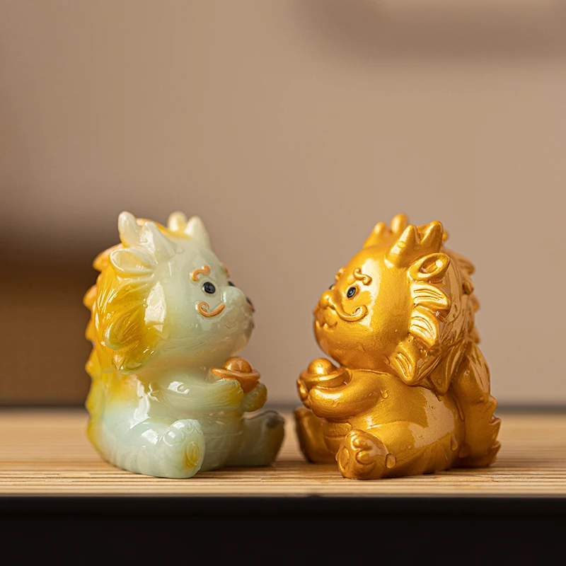 Creative Resin Color Changing Tea Pet Chinese Zodiac Dragon Ornaments Animal Tea Figurine Decor Tea Set Accessories Crafts