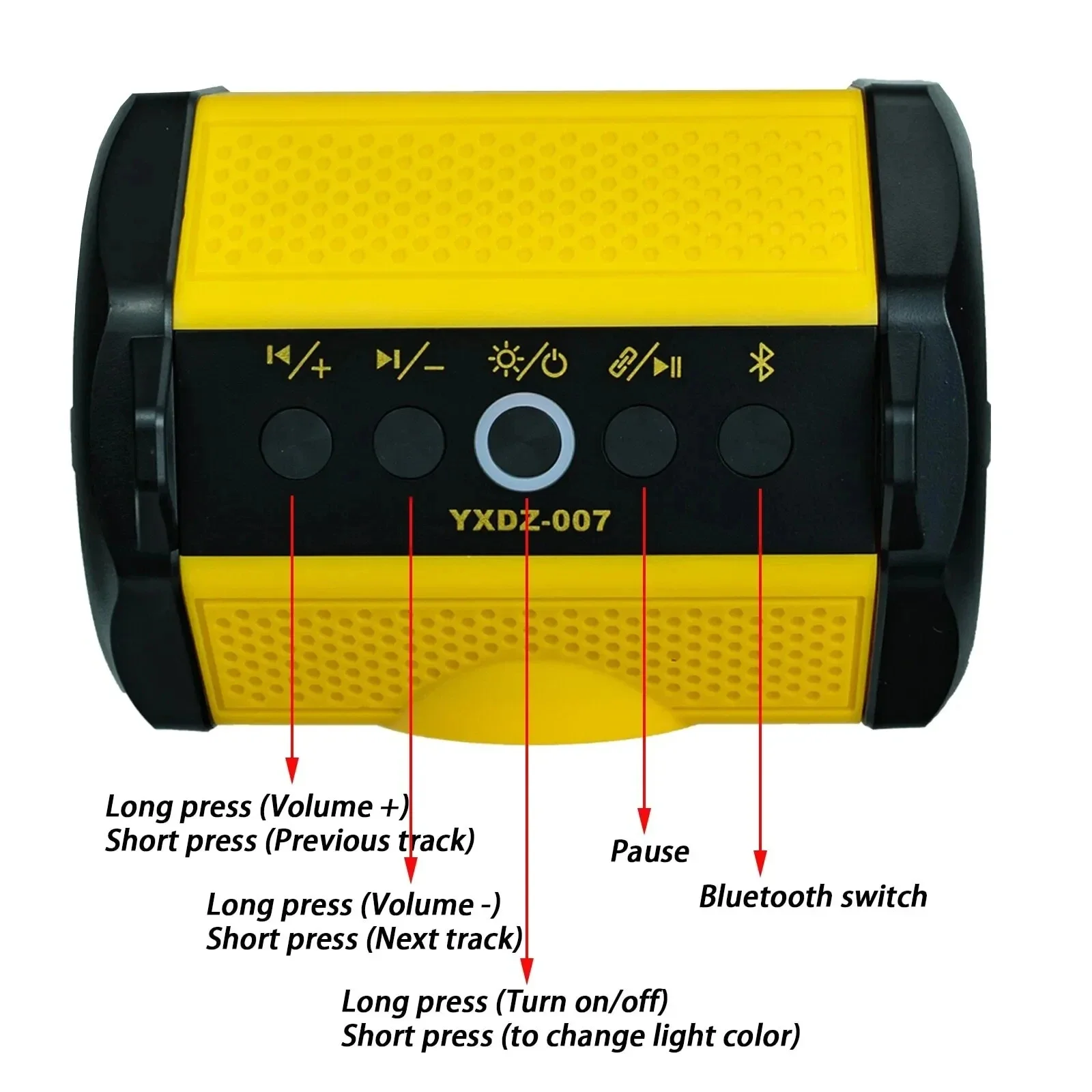 Cordless Bluetooth Wireless Portable Speaker For Dewalt 18V Battery With TWS Pairing Function, Dual USB Port, RGB Light Durable