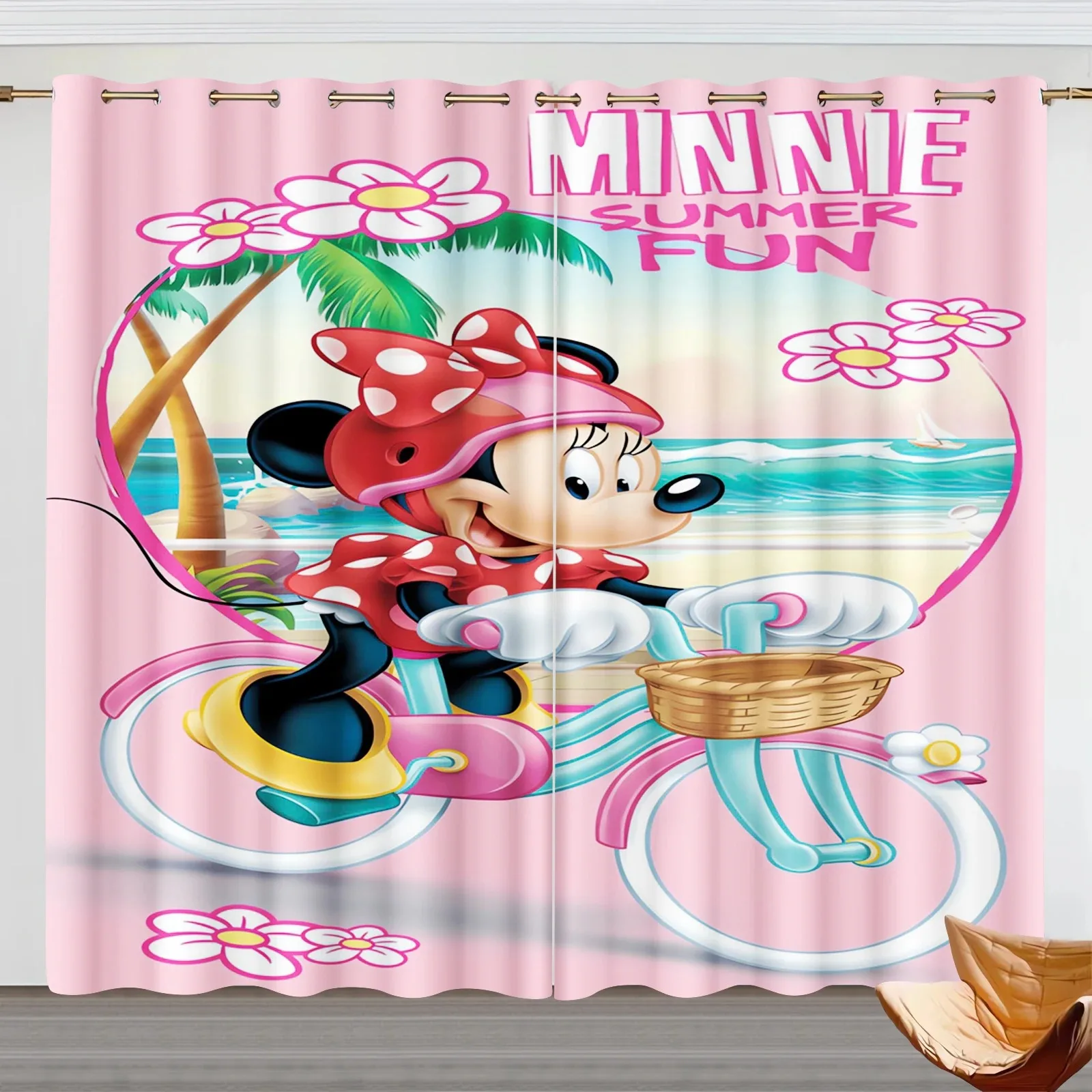 Curtains, Mickey, Minnie, Disney, cartoon print, girl, boys, living room, bedroom, cute style, kids room decoration