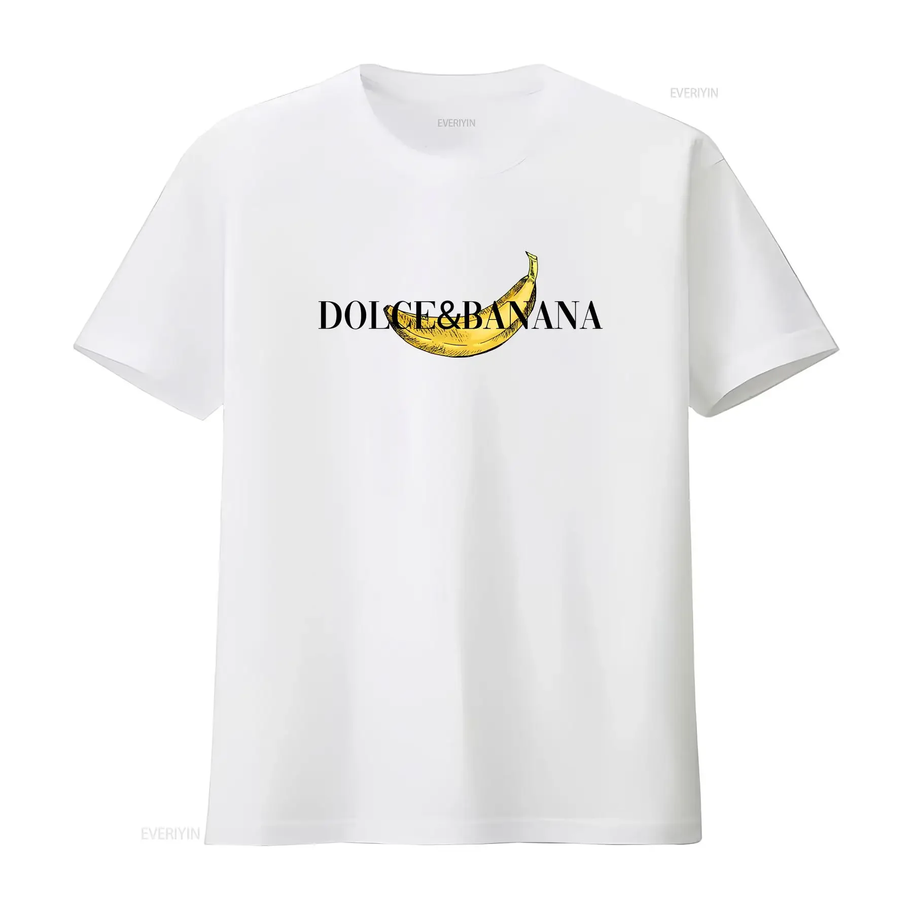 White T Shirt for men Dolce Banana vintage Washed Top For Everyday Wear Comfortable fashion Breathable graphic Stretched Unisex