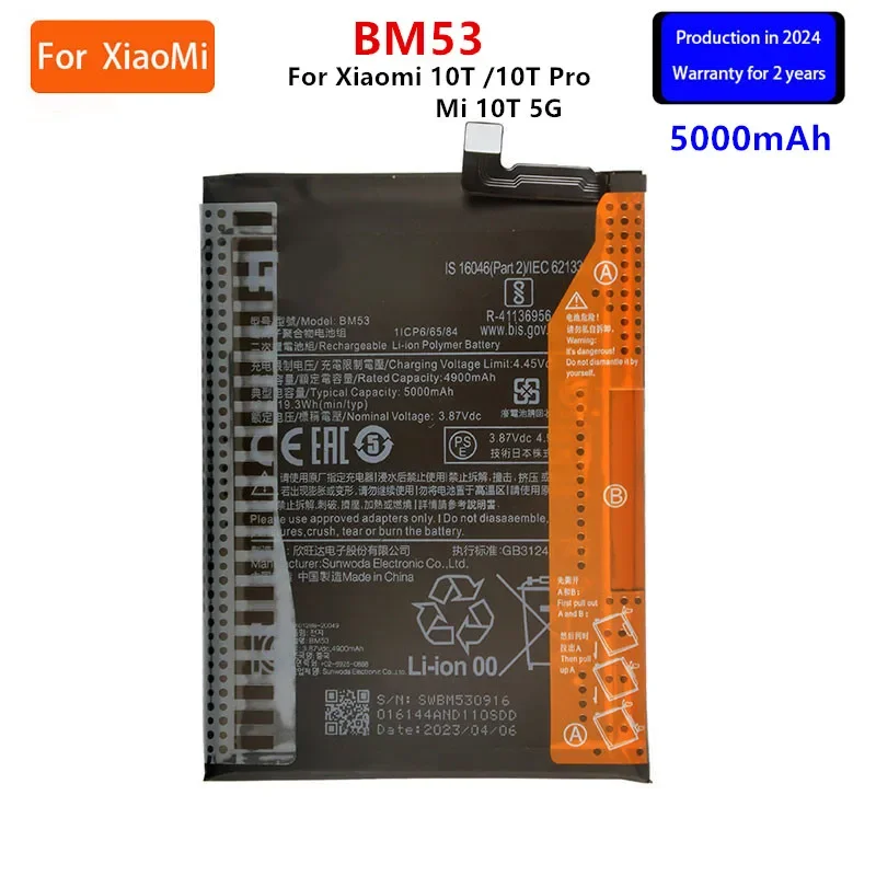 

Brand New BM53 5000mAh Battery For Xiaomi 10T/10T Pro/ Mi 10T 5G Phone Replacement Batteries