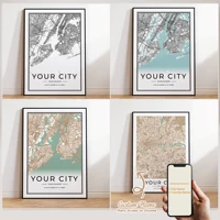 Custom Personalized City And County Map World Cover Gift Wall Art Printing Picture Living Room Bedroom Home Decoration
