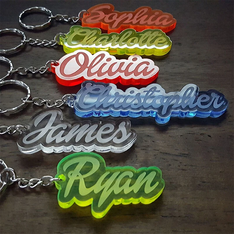Custom Name Transparent Acrylic Keychain Personalized Text Letter Key Chain Customized Bag Pendant Gift Souvenir Keyring