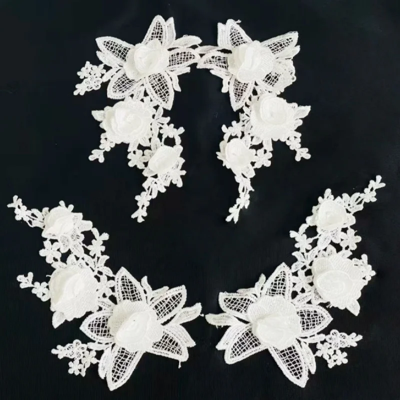 2 pair Water-soluble lace on the flower DIY clothing lace accessories applique floating flower wedding decoration