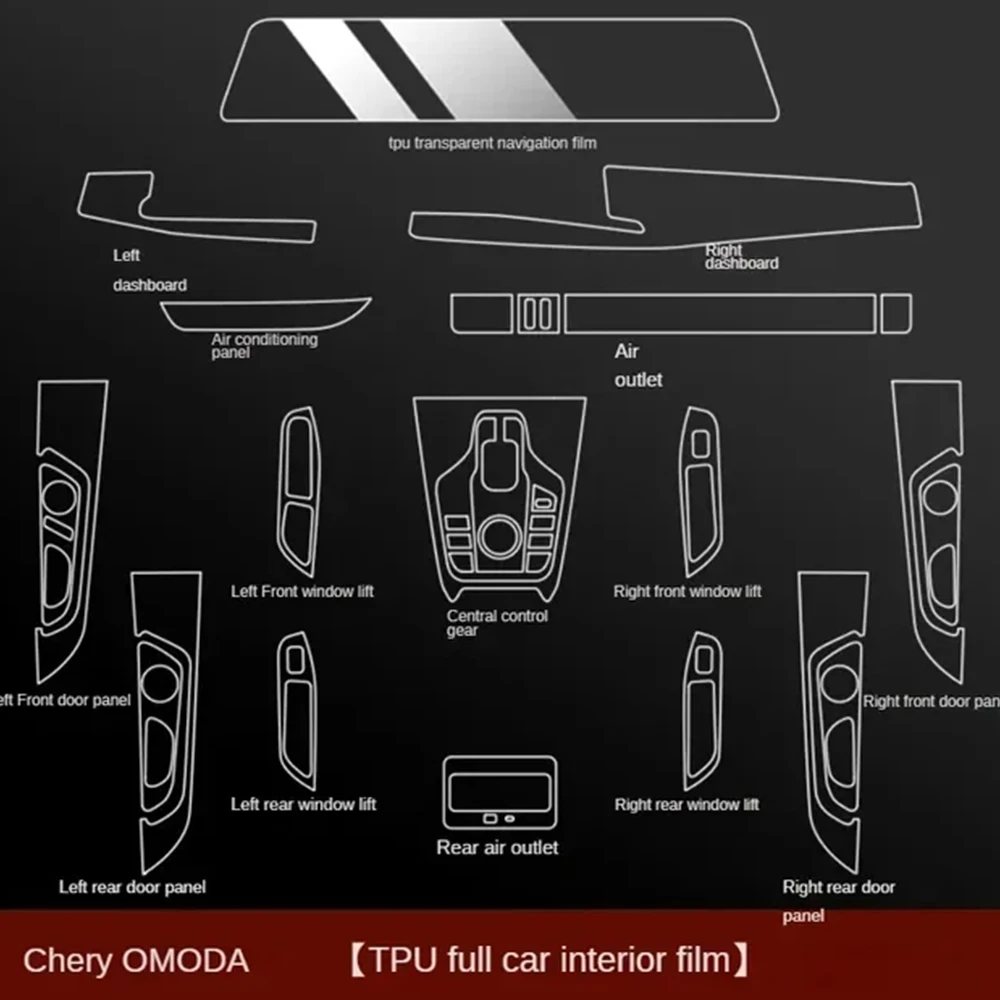 For Chery OMODA A5/C5 2022-2024 Car Interior Film Dashboard piano board Shift center console Anti-scratch transparent TPU Film