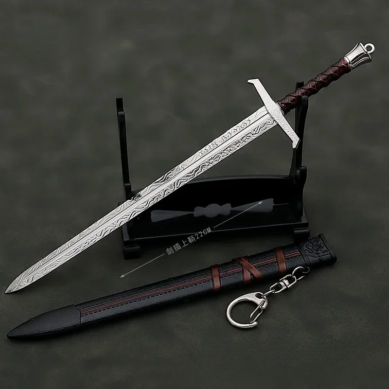 Épées médiévales en métal Arthur Pendragon pour garçons, lame non coupée, Katana, épée de samouraï, accessoires de modèle, porte-clés, jouets cadeaux, 22cm