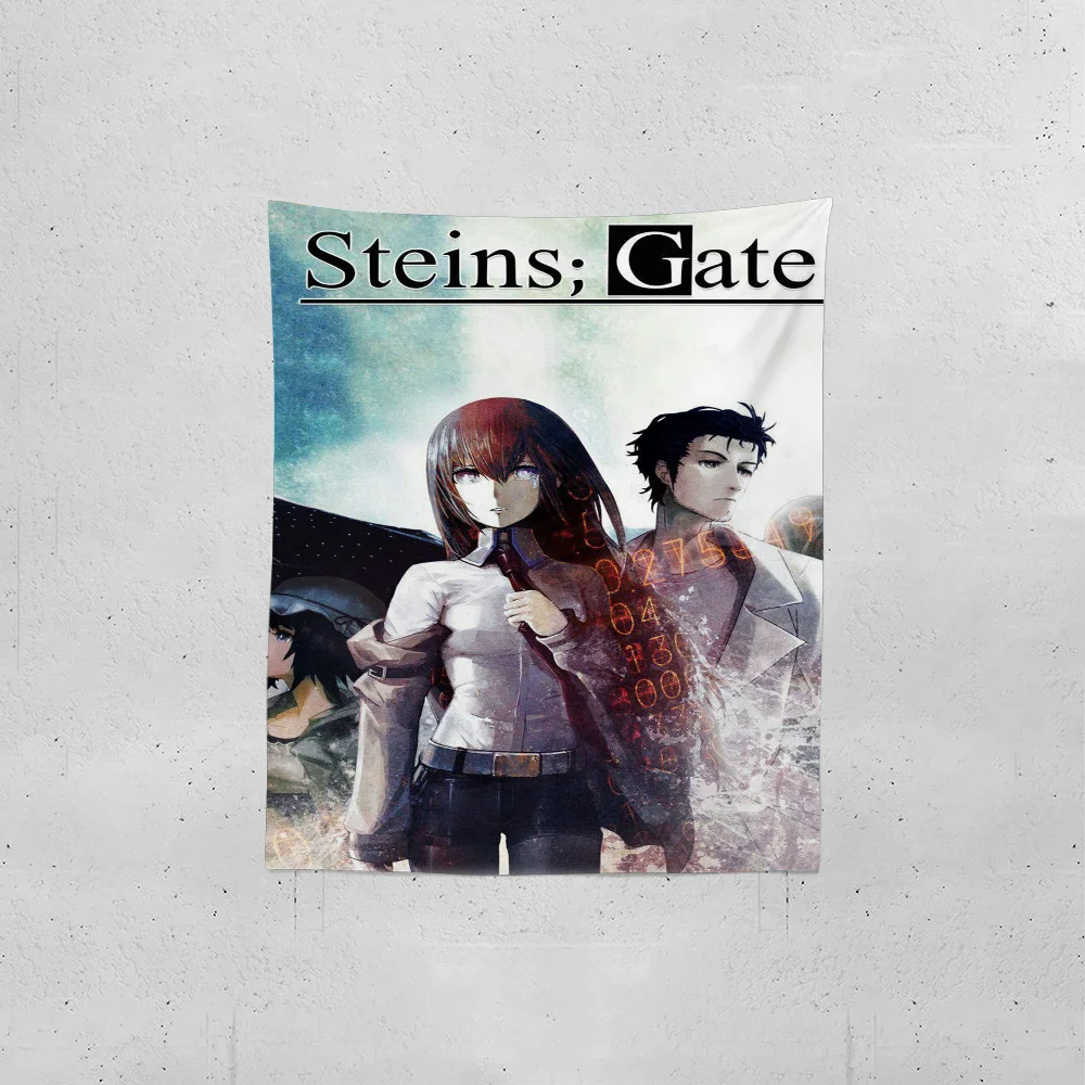 S-Steins Gate Anime Tapestry Creative Pattern Photo Living Room Wall Art Tapestry Decor Party Outdoor Decorate Banners