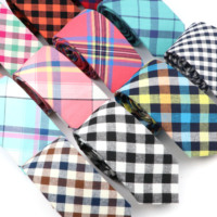 Classic Cotton Brown Pink Blue Plaid Necktie 6cm Slim Fashion Skinny Tie Men Tuxedo Suit Party Casual Accessory Cravat Gift