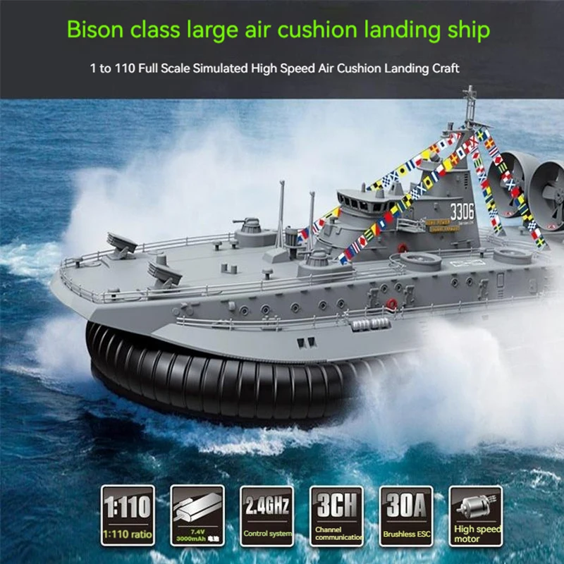 

Hg-c201 Professional 2.4g Brushless Warship 1:110 Amphibious Ship Landing And Remote Control Air Cushion Landing Craft Model