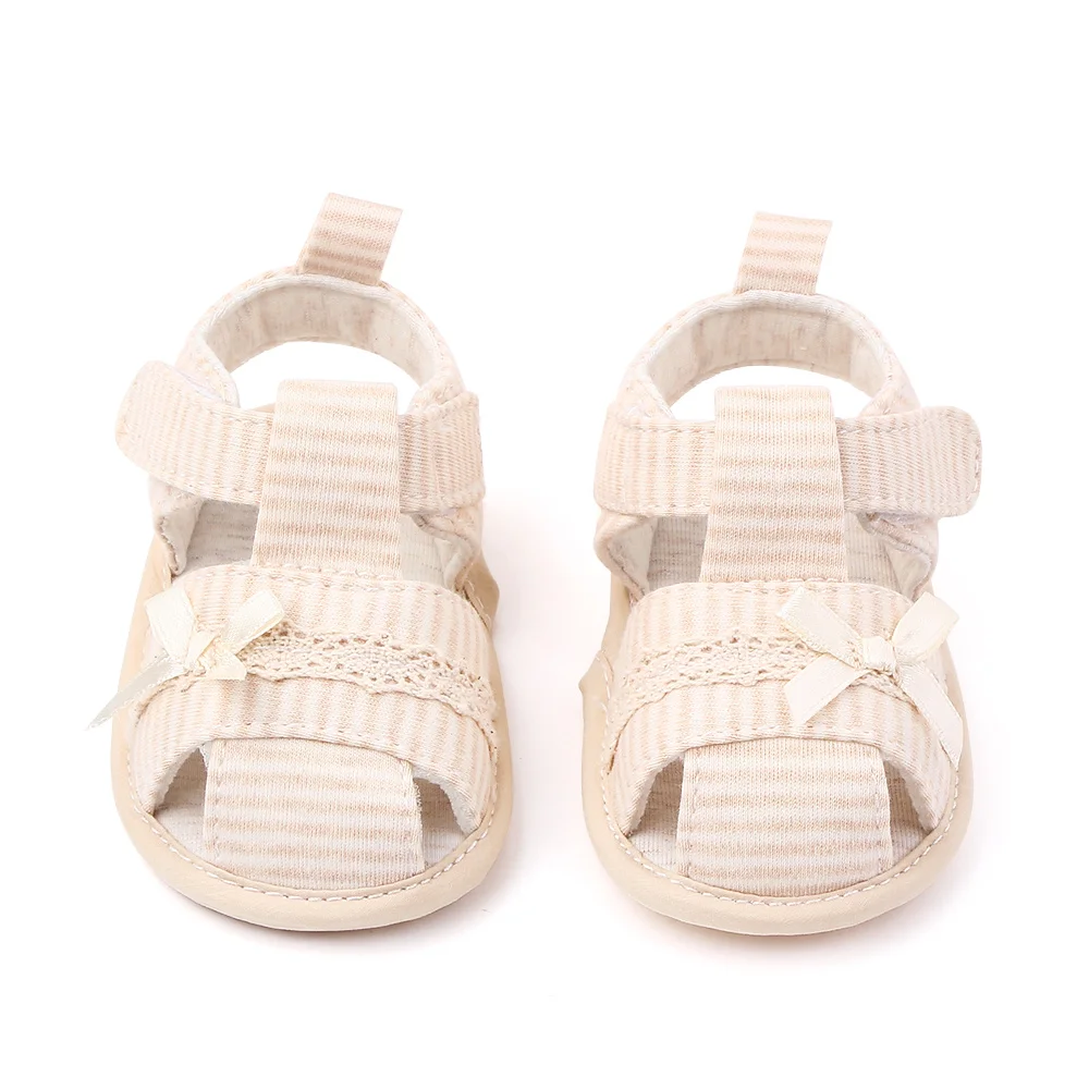 Baby Girl Soft Sandal for Spring and Summer Toe-covered Breathable Soft Light Cotton Anti-slip Toddler Girl Shoes