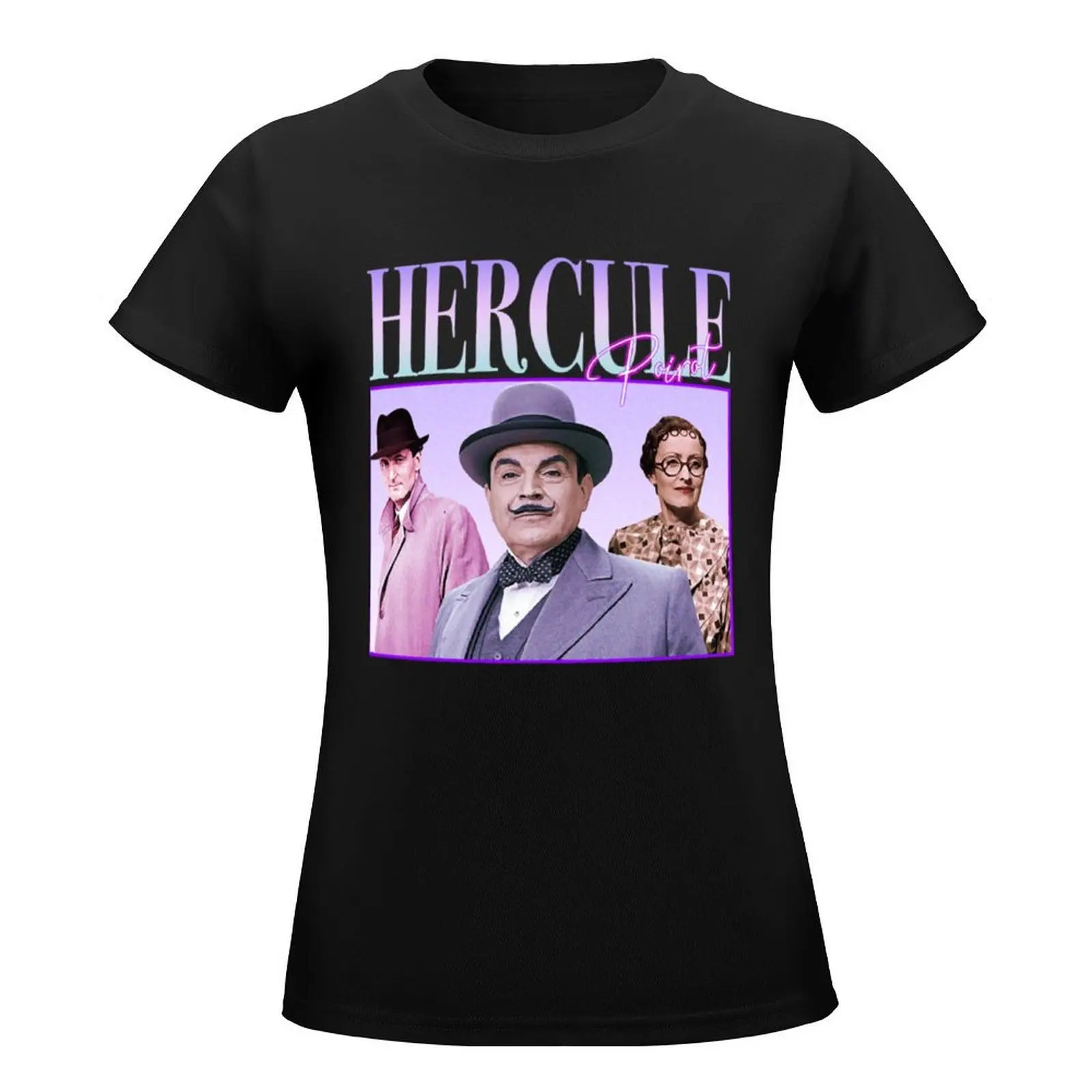 90'S RETRO STYLE HERCULE POIROT T-Shirt korean fashion summer clothes designer clothes Women luxury