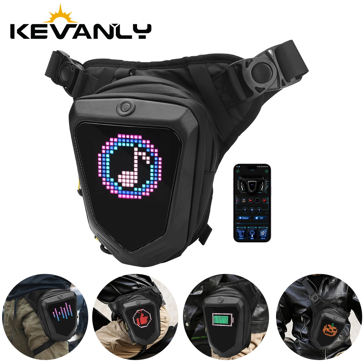 

Smart LED Screen Motorcycle Bicycle Leg Bag Waterproof Ride Cycling Drop Leg Side Bag For Men Women DIY Pattern APP Control