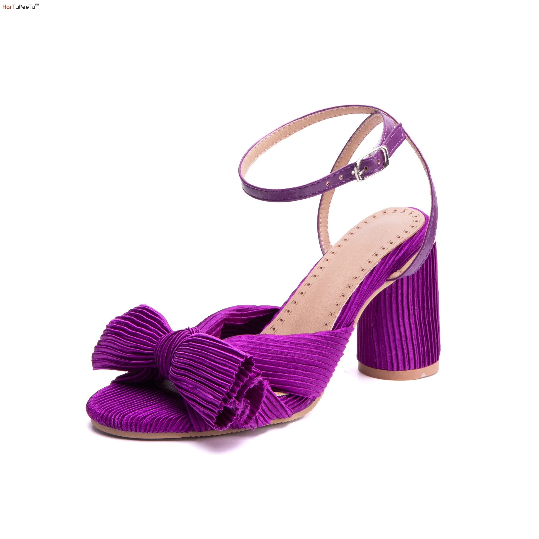 

Big Size 34-51 Women Sandals Satin Summer Shoes 12 Colours Choose Wholesale Sweet Bow Decorate 8cm High Rount Heels