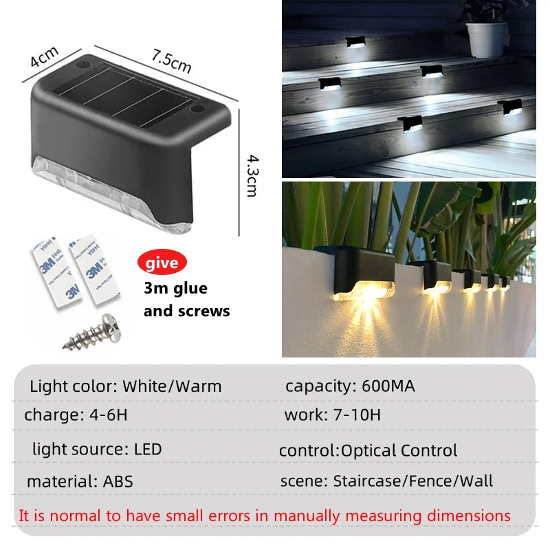 Luce solare per scale a LED bianca calda luce per gradini cortile esterno lampada impermeabile balcone recinzione canale decorazione del giardino