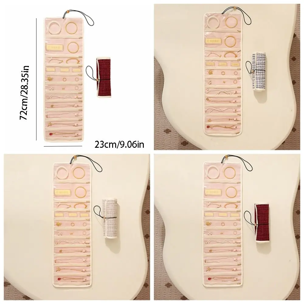 Foldable Travel Jewelry Storage Box Multi-layer Roll Style Foldable Jewelry Bag Zipper Closure Jewelry Storage Bag
