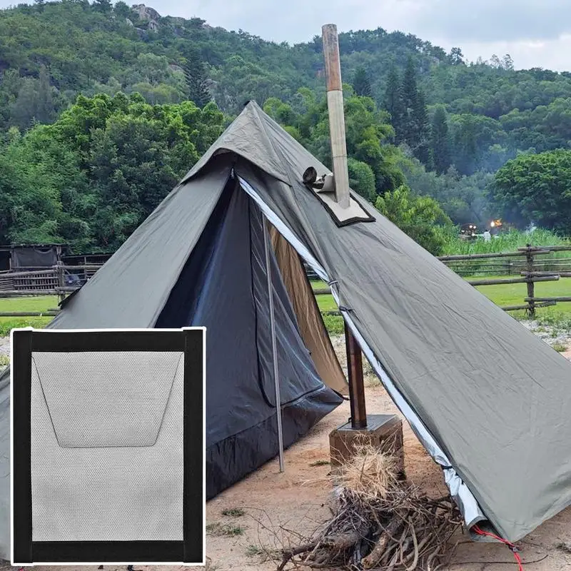 Fire Resistant Wood Stove Hole Fireproof Protection Accessory Double-Layer Hot Tent Accessories Protective Stove Fire Outlet