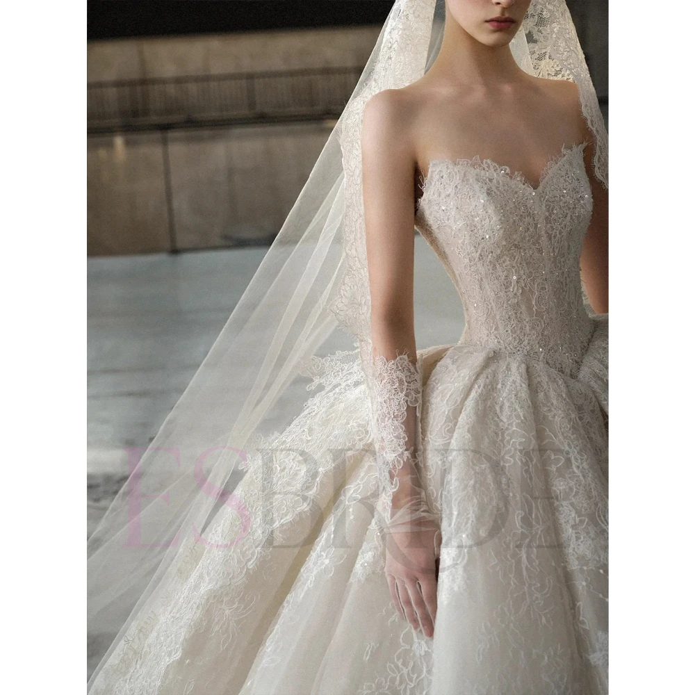 ESBRIDE Abito da sposa economico senza maniche Sweetheart Princess Abito da sposa di lusso Abiti da sposa champagne personalizzati Abito bianco