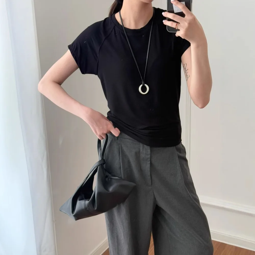 

New Summer Fashion Casual Simple Rag-slim T-shirt Women Tops