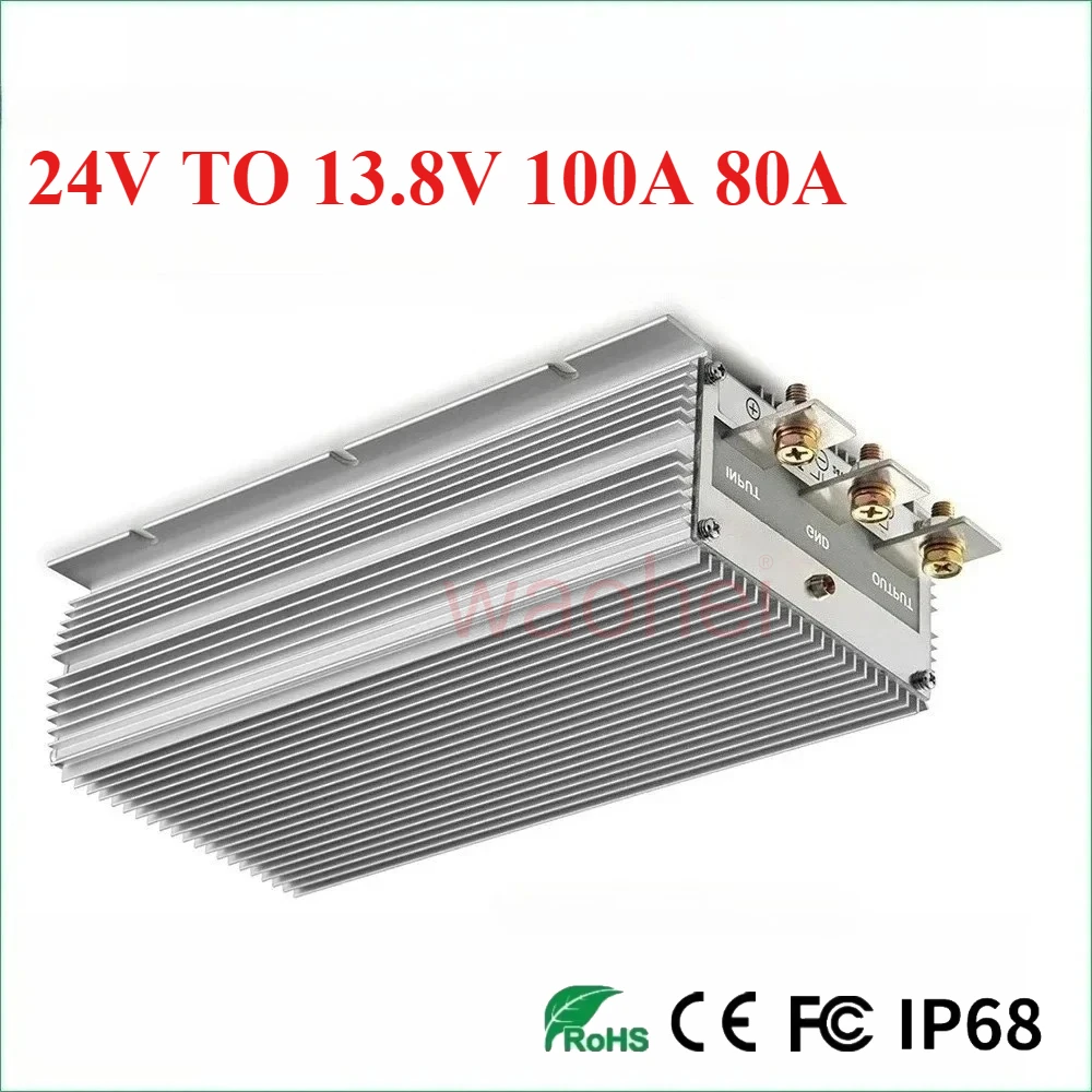 

24V to 13.8V 80A 100A Step Down DC DC Power Converter Voltage Stabilizer Transformer Buck Regulator Supply Module for Car Solar