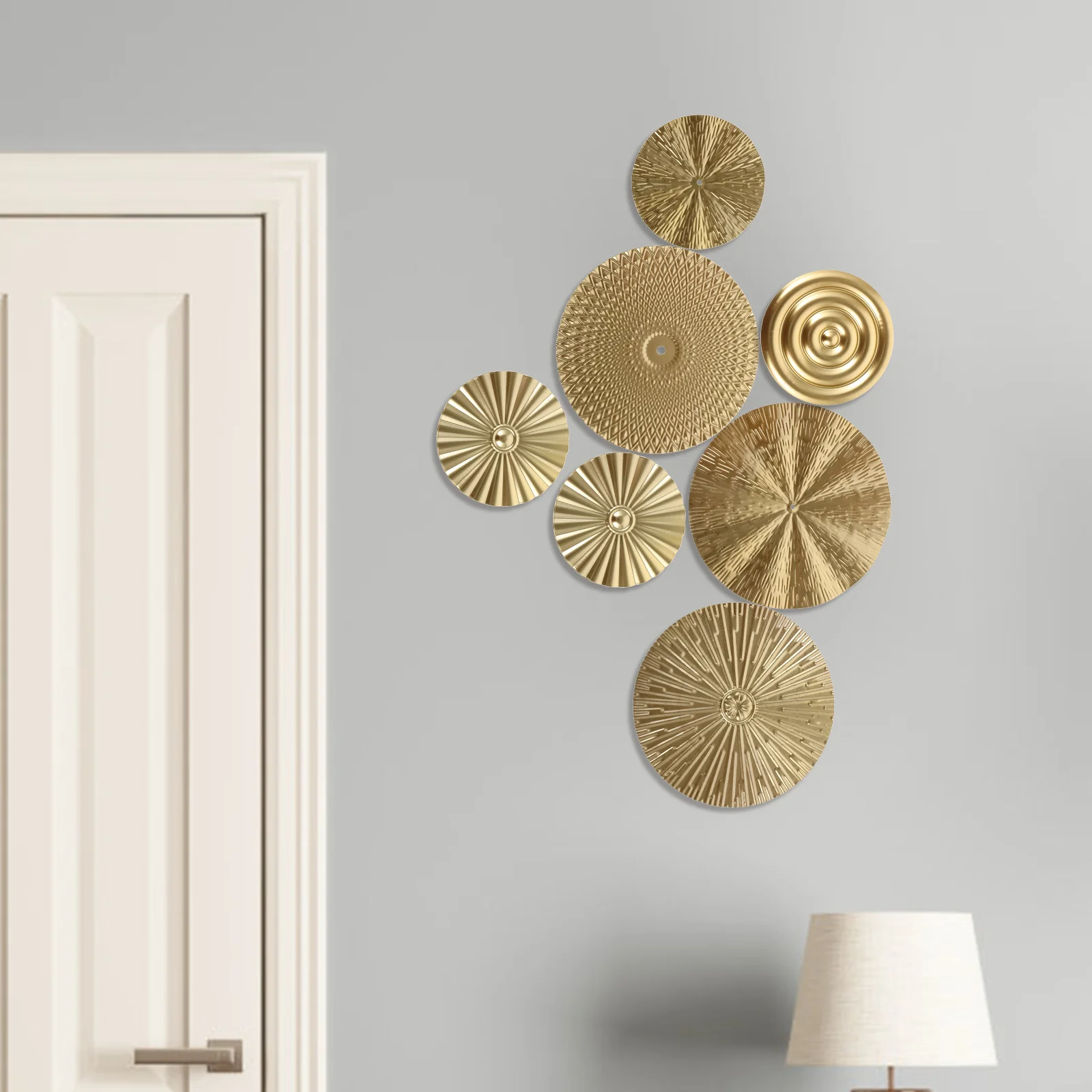 Gold Wall Hanging Metal Circle Home Decor Bathroom Accent Decorations for Girl