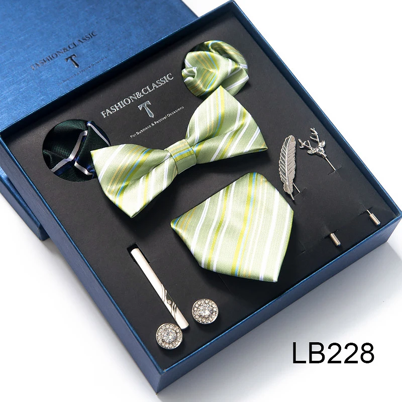 Hochwertiges Krawatten-Set, luxuriöse Geschenkbox, Seidenkrawatten-Set, 8 cm, festliches Geschenk, Krawatte, Einstecktücher, blaues Weihnachtsgeschenk – Detail 29