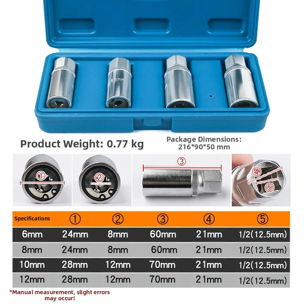Double End Extractor Bolt Remover Chrome Vanadium Steel High Hardness Toughness For 1 2 Inch Wrenches Double End