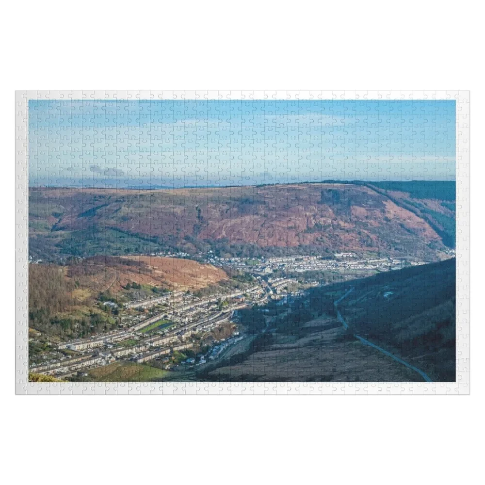 Looking Down into the Rhondda Fawr valley from the top of the Bwlch in south Wales. Quite a view Cwmparc and Treor Jigsaw Puzzle