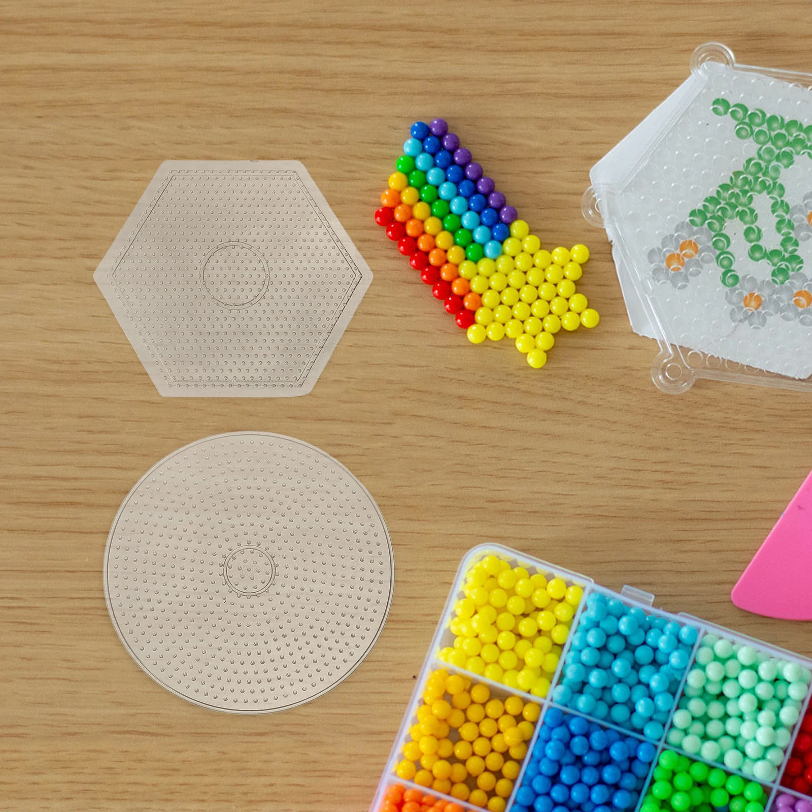 

3pcs Plastic Pegboards Interlocking Fuse Beads Boards Kids Craft Tool Educational Toy for Children on