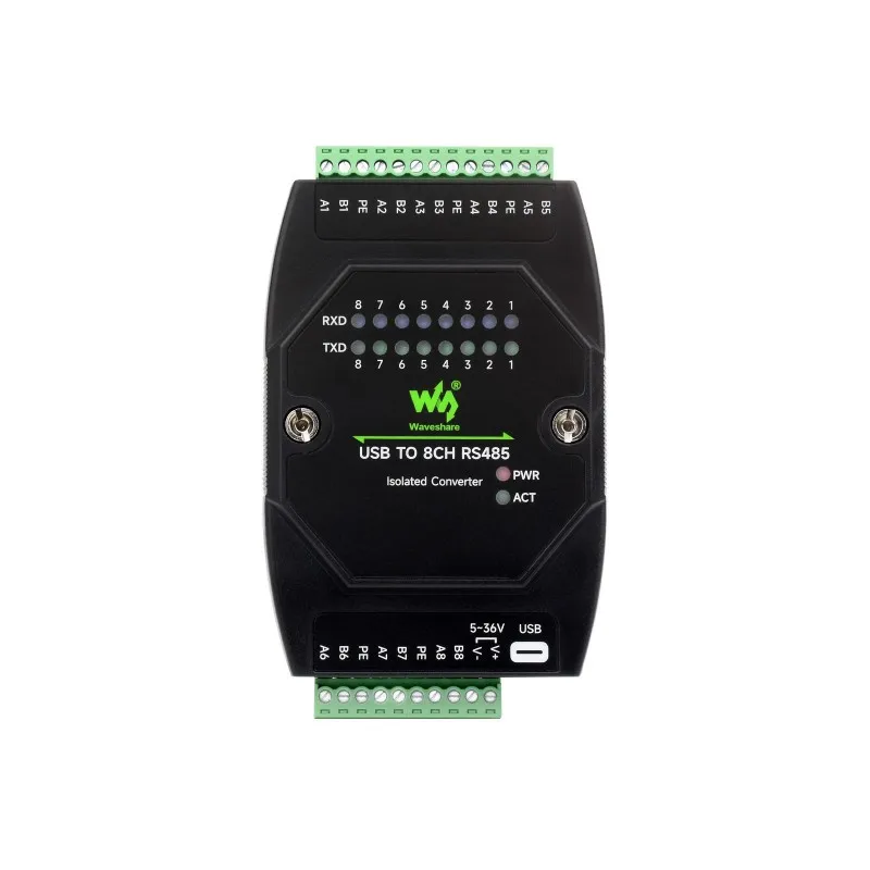 Waveshare USB TO 8CH RS485 Industrial Grade Isolated Converter, USB To RS485 Adapter, Multiple Protection Circuits