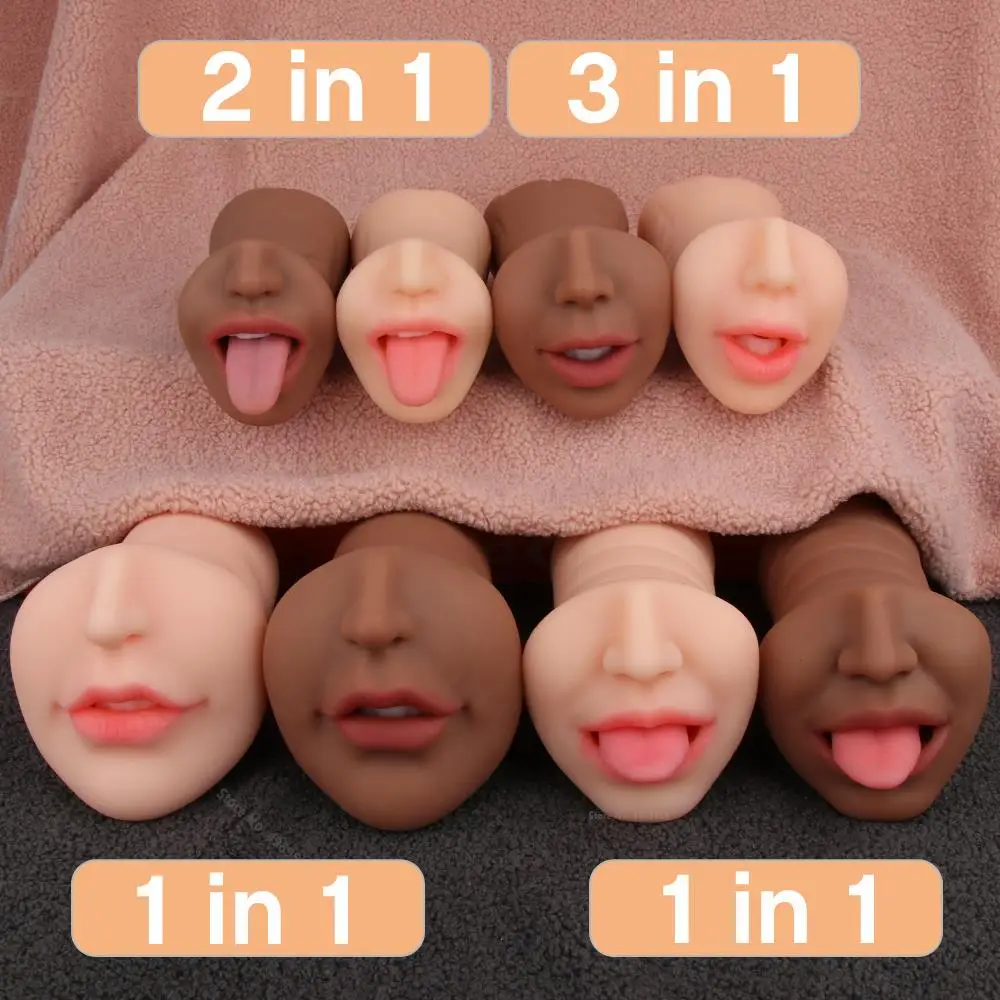 Sex Toy for Men Realistic Vagina Mouth Artificial Deep Throat with Tongue Teeth Silicone 3 IN 1 Male Masturbator Pocket Pussy