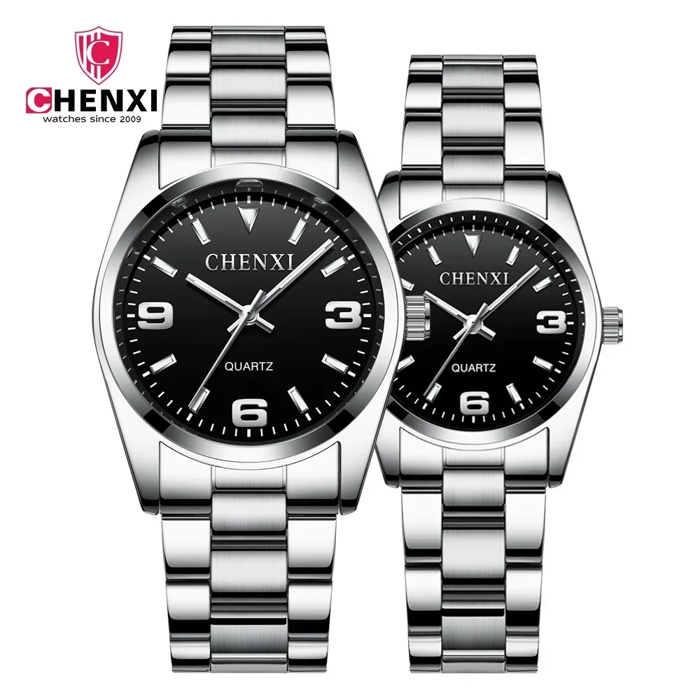 

CHENXI 003A Couple Watches Fashion Business Luminous Waterproof Pointer Silver Steel Men's And Women's Watches Watch Gift