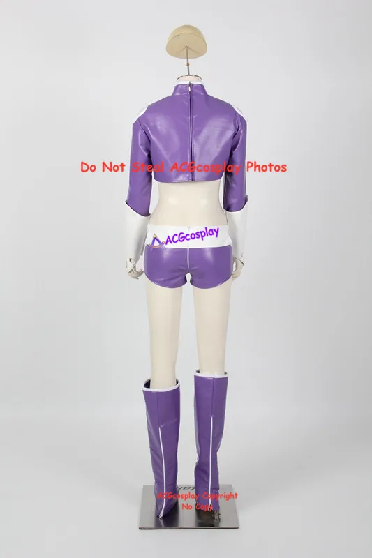 Purple color faux leather made Cosplay Costume acgcosplay include buckle props and stockings version 03